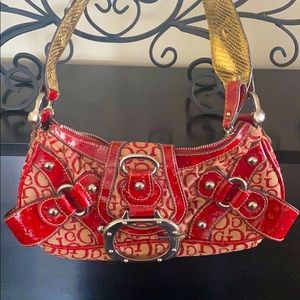 Guess small red satchel purse